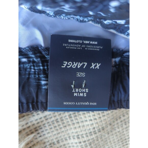 NWT MBX Premium Goods Men's XX-Large Swim Shorts Navy Blue Palm Print Trunks - Picture 4 of 9